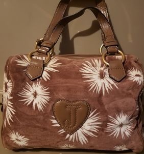 Juicy Couture brown & cream Velvet Velour shoulder bag
